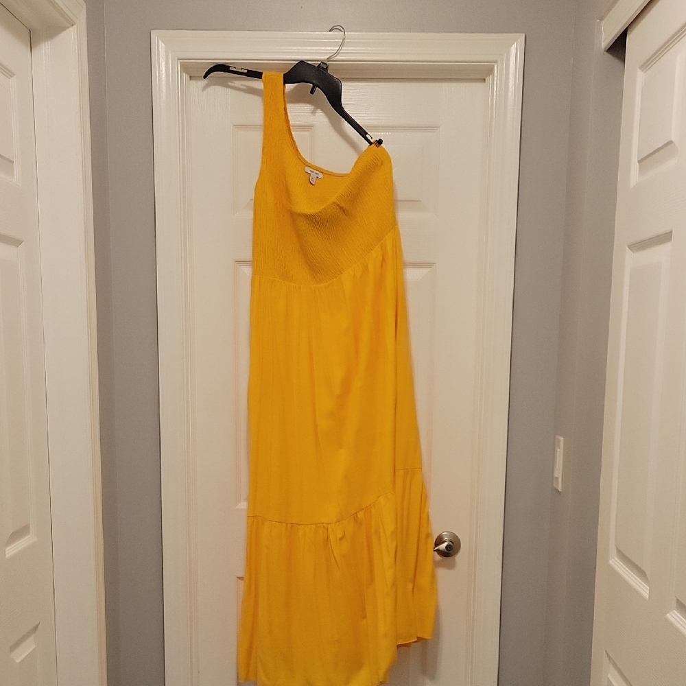 Nine West One Shoulder Yellow Dress